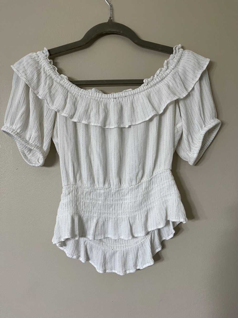 Express White Ruffle Off-Shoulder Blouse - Picture 4 of 4